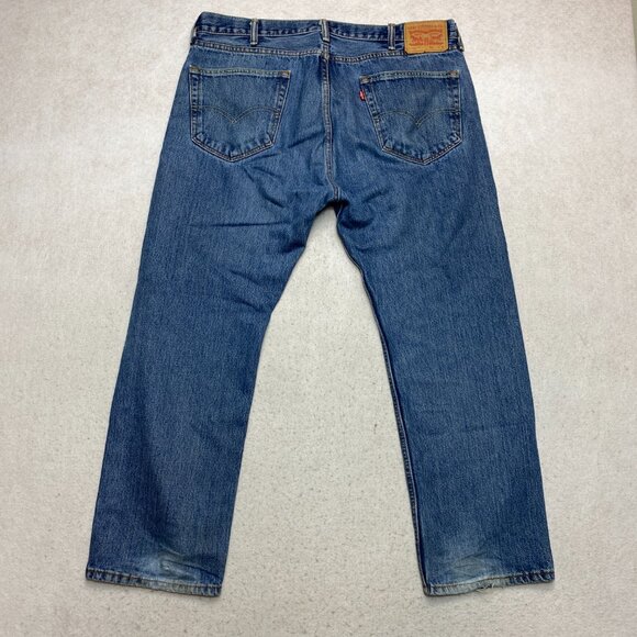 Levis 505 Jeans Mens 38 Blue Denim Straight Leg Medium Washed - Picture 9 of 11